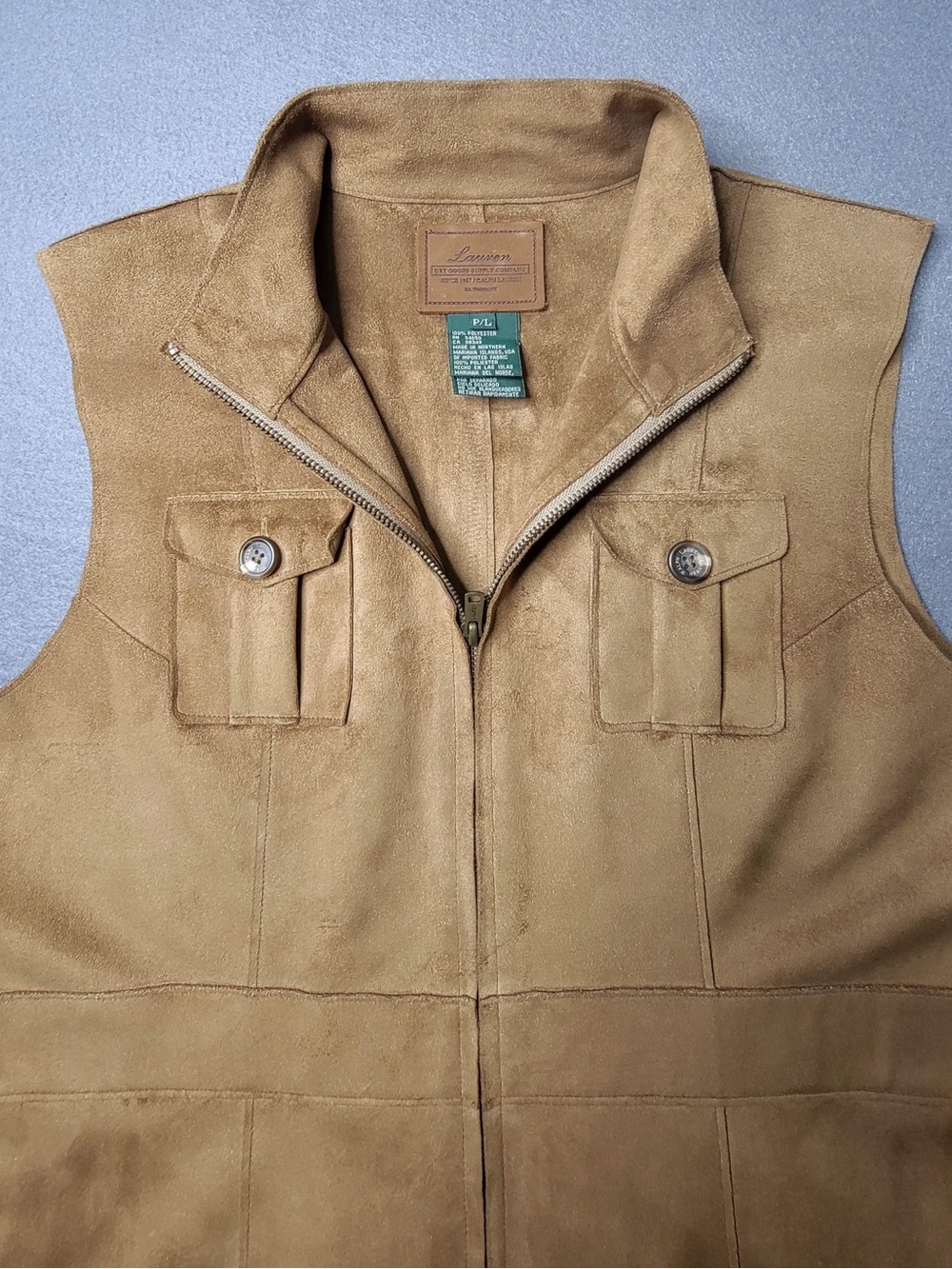 Lauren Ralph Lauren women's Camel Suede Zip Vest size P/L